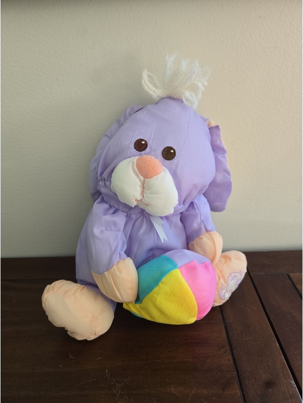 Vtg Fisher Price PUFFALUMP Purple Bunny Rabbit Nylon Plush With Easter Egg 1988